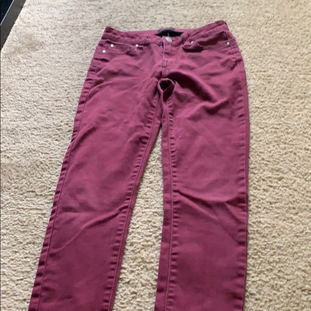 Burgundy skinny jeans